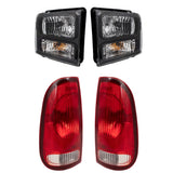 Headlights Black Bezels fit 2005-2007 Ford Super Duty Pickup Set with Tail Lights 3221-0045C4 - product image