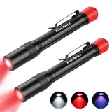 Everbrite 2-Pack 3-in-1 UV, Red and White Pen Lights