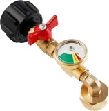 Propane Refill Elbow Adapter with Gauge for 1 lb Cylinders from 20 lb Tanks