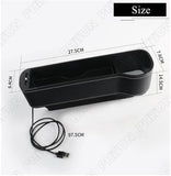 Left Side Car Seat Crevice Gap Storage Box Cup Holder 2 USB Colorful LED Light – product image 2