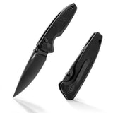 FLISSA D2 Steel Folding Pocket Knife with Button Lock and G10 Handle