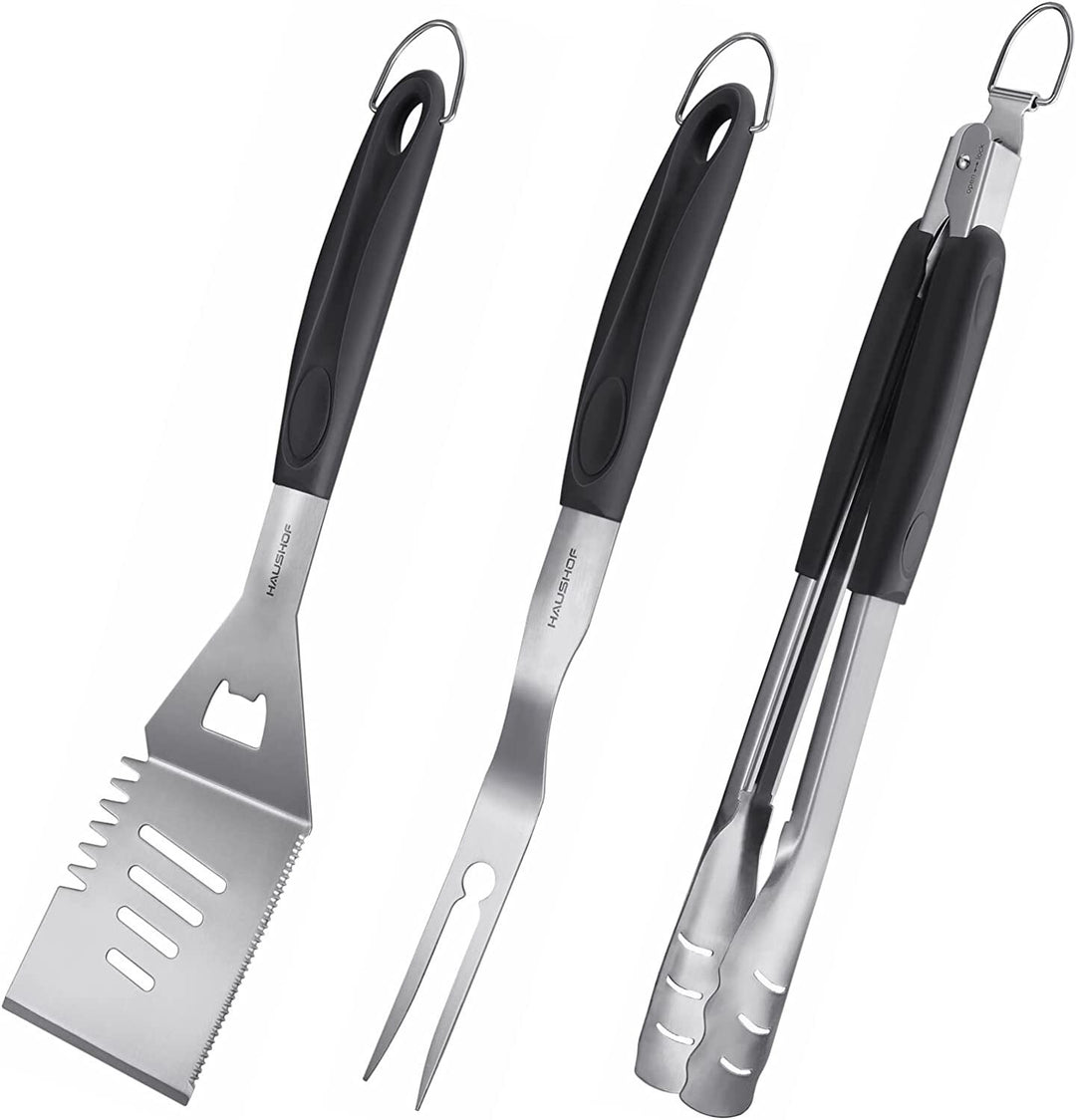 HAUSHOF 3-Piece Stainless Steel BBQ Tool Set