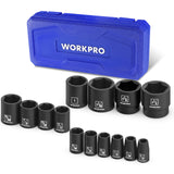 WORKPRO 14-Piece 1/2 Inch Drive Shallow Impact Socket Set SAE 3/8 to 1-1/4 Inch
