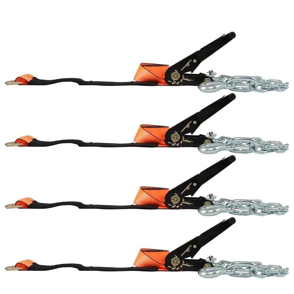 2 Inch x 96 Inch Car Tie Down Straps 4 Pack with Chain Anchors 3300 Lbs