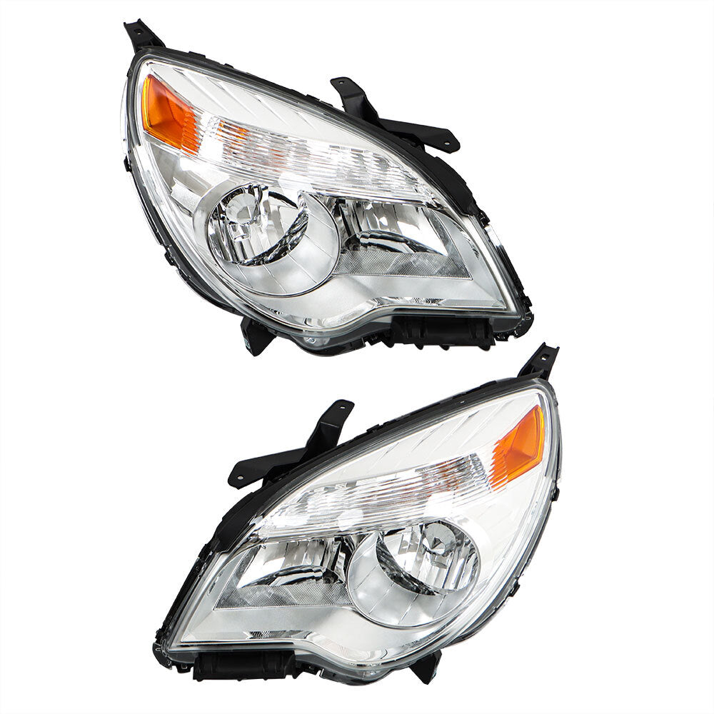 Halogen Headlight Pair Chrome for 2010-2015 Chevrolet Equinox 23308255 23308256