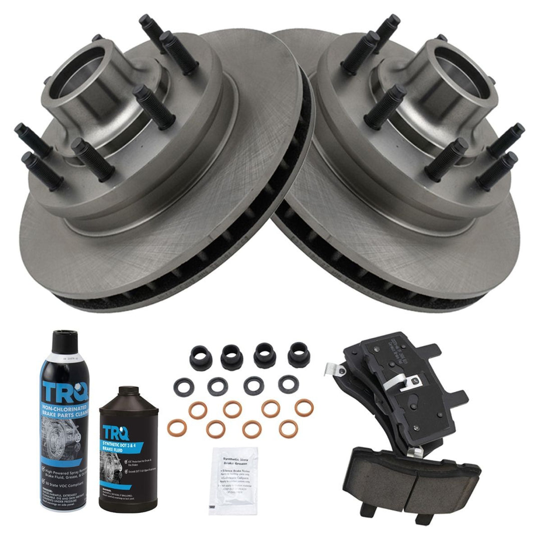 Front Ceramic Brake Pad & Rotor Kit with Fluid for 1994-1999 Dodge Ram 2500
