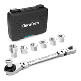 DURATECH 7-in-1 Flex-Head Ratcheting Tubing Wrench Set, 8-14 mm