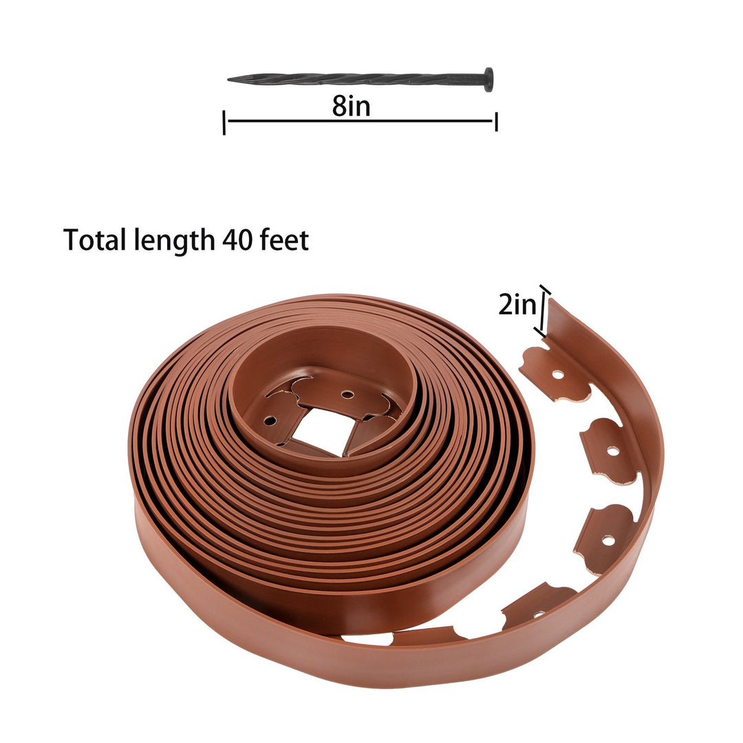 No-Dig Lawn Edging Kit 40 Ft with 40 Spikes Brown