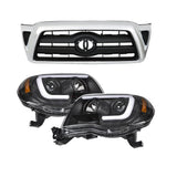 Front Grille and LED Black Headlight Set for 2005-2011 Toyota Tacoma
