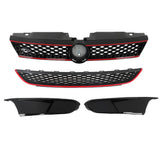 Black Front Bumper Upper and Lower Grille Set for 2011-2014 Volkswagen Jetta