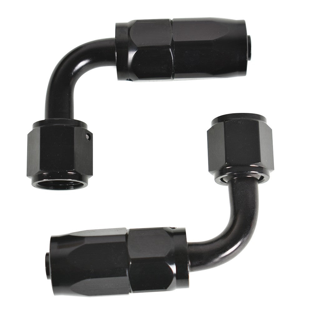 -6AN 90 Degree Swivel Hose End Fitting 2 Pack Black