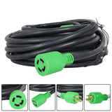 100 Ft 30 Amp 4 Prong Generator Extension Cord NEMA L14-30P to L14-30R