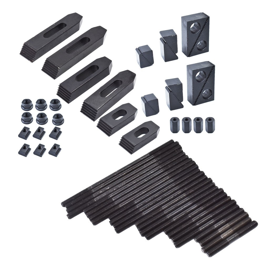 58-Piece 1/2 Inch T-Slot Clamping Kit with 3/8-16 Studs
