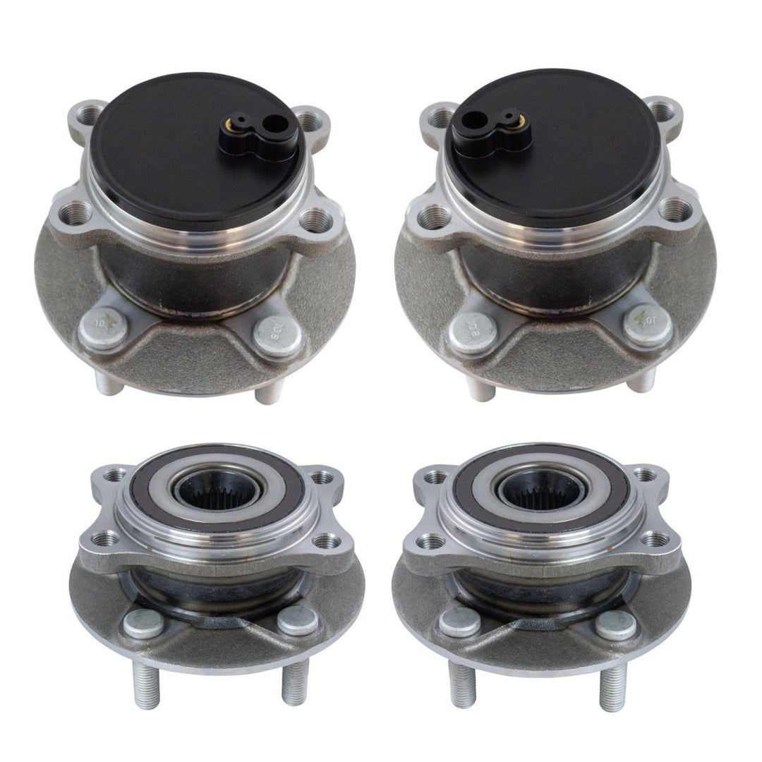Front and Rear Wheel Hub and Bearing Set for 2014-2018 Mazda 3
