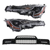 LED Headlight Pair and Front Lower Grille Set for 2023-2024 Toyota Corolla