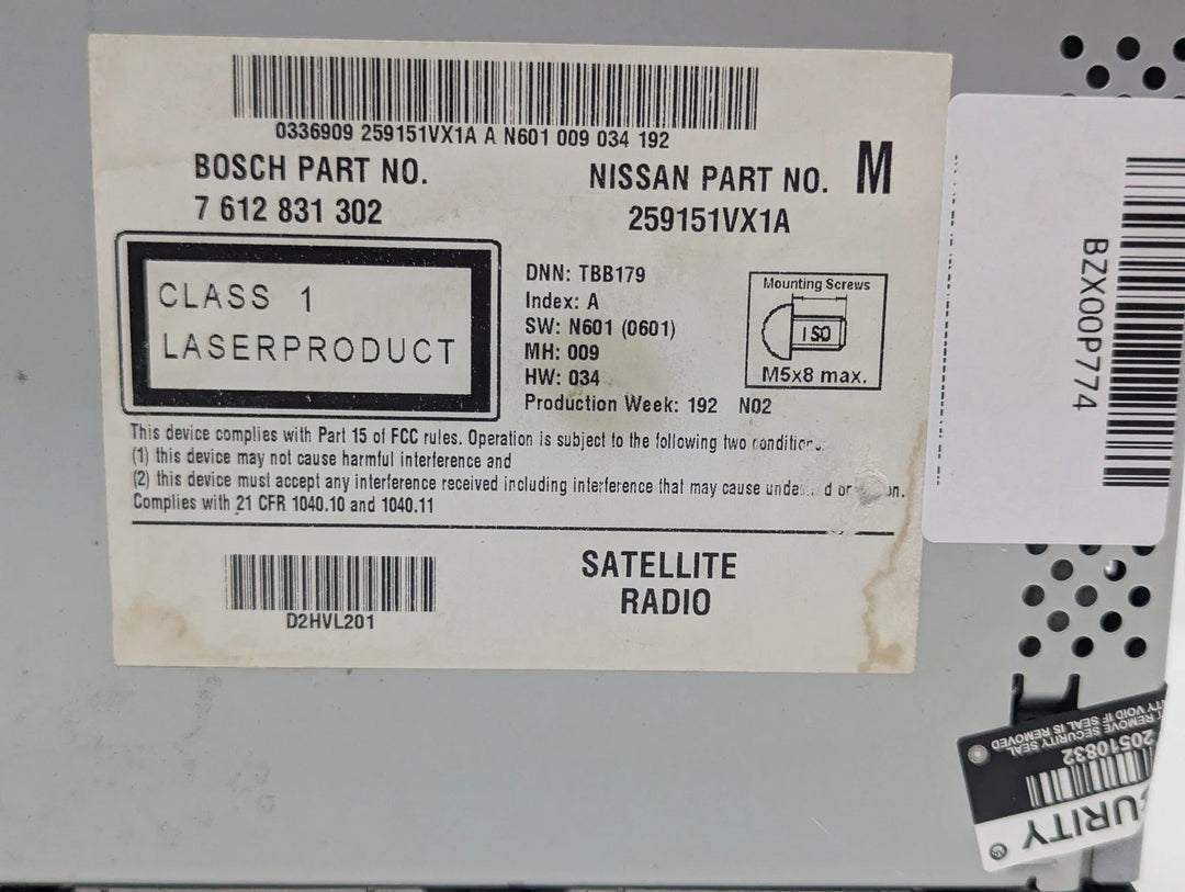 12-15 Nissan Rogue CD GPS Nav Navigation Radio Receiver 259151VX1A OEM - product image