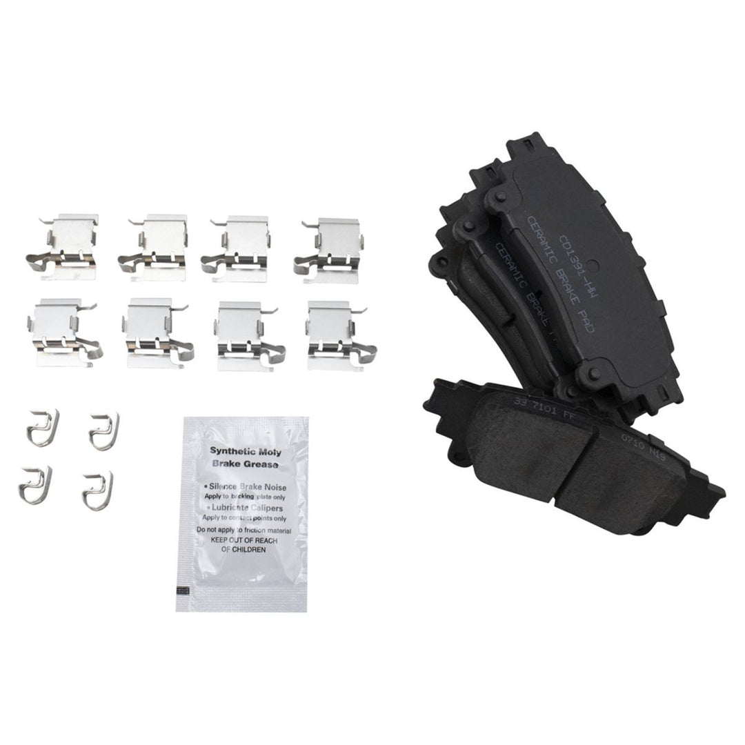 Rear Ceramic Brake Pad, Rotor and Parking Brake Shoe Kit for 2012-2017 Toyota Prius V and 2016-2019 Mirai
