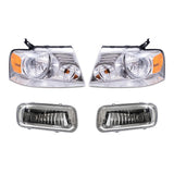 Brock Headlight Set with Chrome Bezel-Retangular Fog Lights for F-150 3225-0009LRCC4 - product image