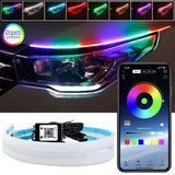 NEW 2x 60cm APP RGB Slim Sequential Flexible LED DRL Turn Signal Headlight Strip