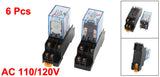 6pcs AC 110/120V Coil 8Pins DPDT 35mm DIN Rail Electromagnetic Power Relay