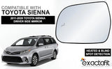Passengers Side Mirror Glass for 2011-2020 Toyota Sienna Backing Plate Heat BSDS