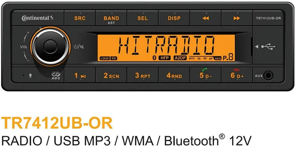 VDO CONTINENTAL TR7412UB-OR for Porsche Mercedes-Benz 12v RADIO *Orange Display*