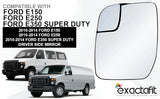 Drivers Side Mirror Glass for 2010-2014 Ford E150 E250 E350 Heat Blind Spot Lens