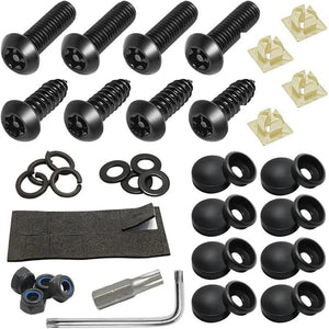 42X Anti Theft License Plate Screws Stainless Steel Bolts Caps Car Fasteners Kit