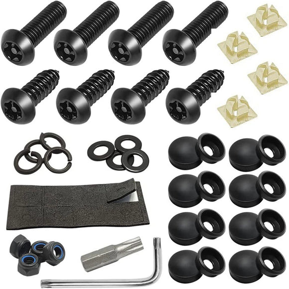42X Anti Theft License Plate Screws Stainless Steel Bolts Caps Car Fasteners Kit