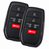 Two Toyota Sienna five-button smart keys with sliding-door controls
