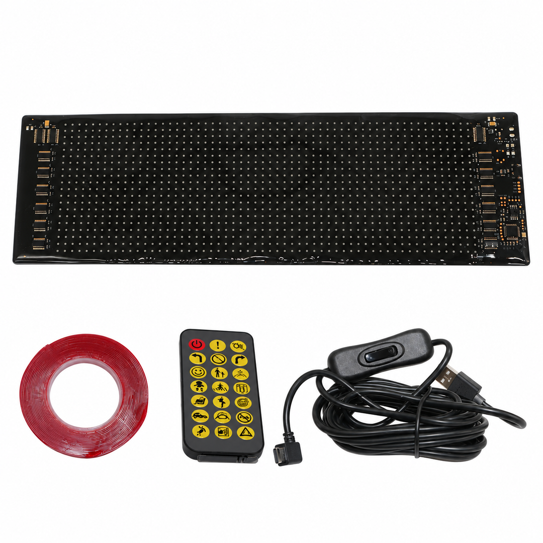 Single RGB LED display panel with remote, USB cable and adhesive tape