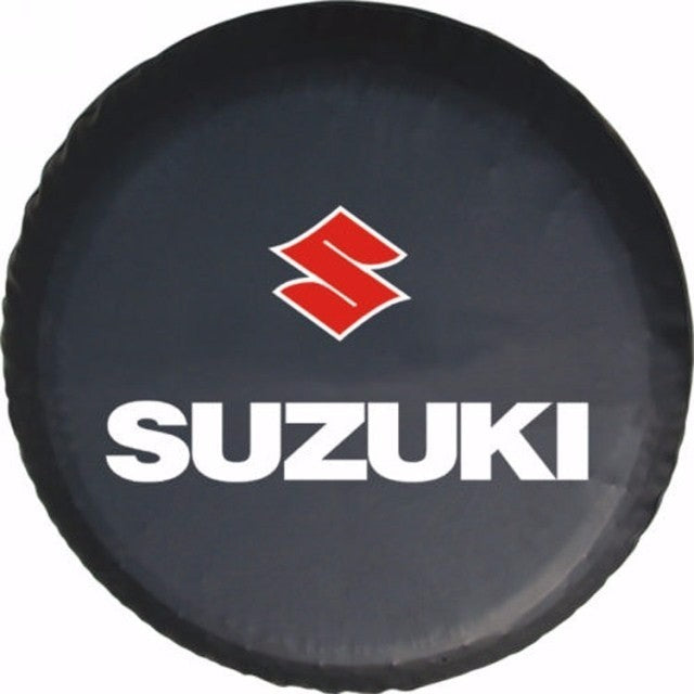 Suzuki Spare Tire Cover – Red Emblem & White Lettering on white