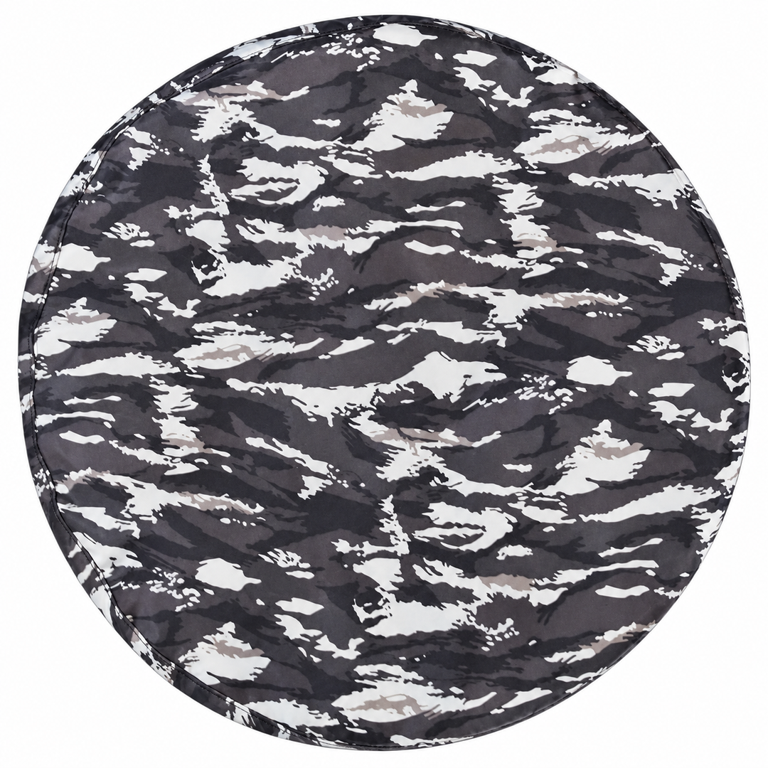 Tiger Stripe Camouflage Spare Tire Cover – Gray & Blue on white