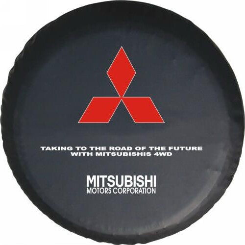 Mitsubishi Motors Spare Tire Cover – Red Emblem & Slogan on white