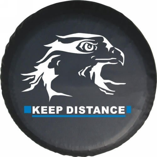 Eagle Keep Distance Spare Tire Cover – Black on white