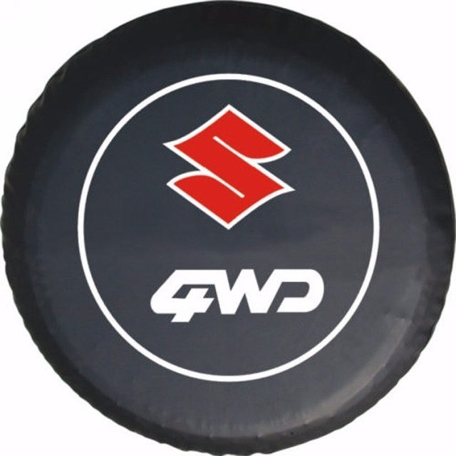 Suzuki 4WD Circle Design Spare Tire Cover – Black on white