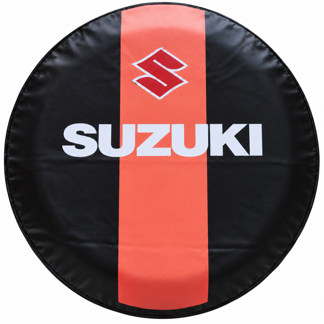 Suzuki Spare Tire Cover – Vertical Red Stripe on white