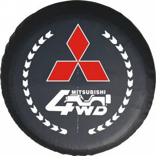 Mitsubishi 4WD Laurel Design Spare Tire Cover – Black on white
