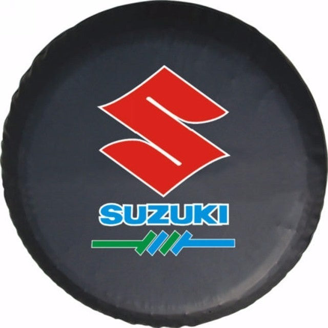 Suzuki Spare Tire Cover – Red Emblem & Blue-Green Stripes on white