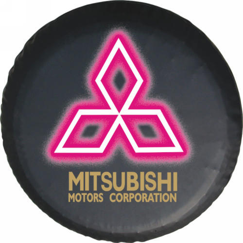 Mitsubishi Motors Spare Tire Cover – Pink Outline Emblem on white