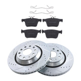 Rear Drilled Brake Rotor and Ceramic Pad Kit 309.9 mm for Audi A3 S3 Q3 and Volkswagen Golf R GTI Tiguan Atlas