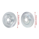Front and Rear Drilled Brake Rotors and Pads for 2006-2015 Jaguar XF S-Type XJ8 XK, 326 mm Front
