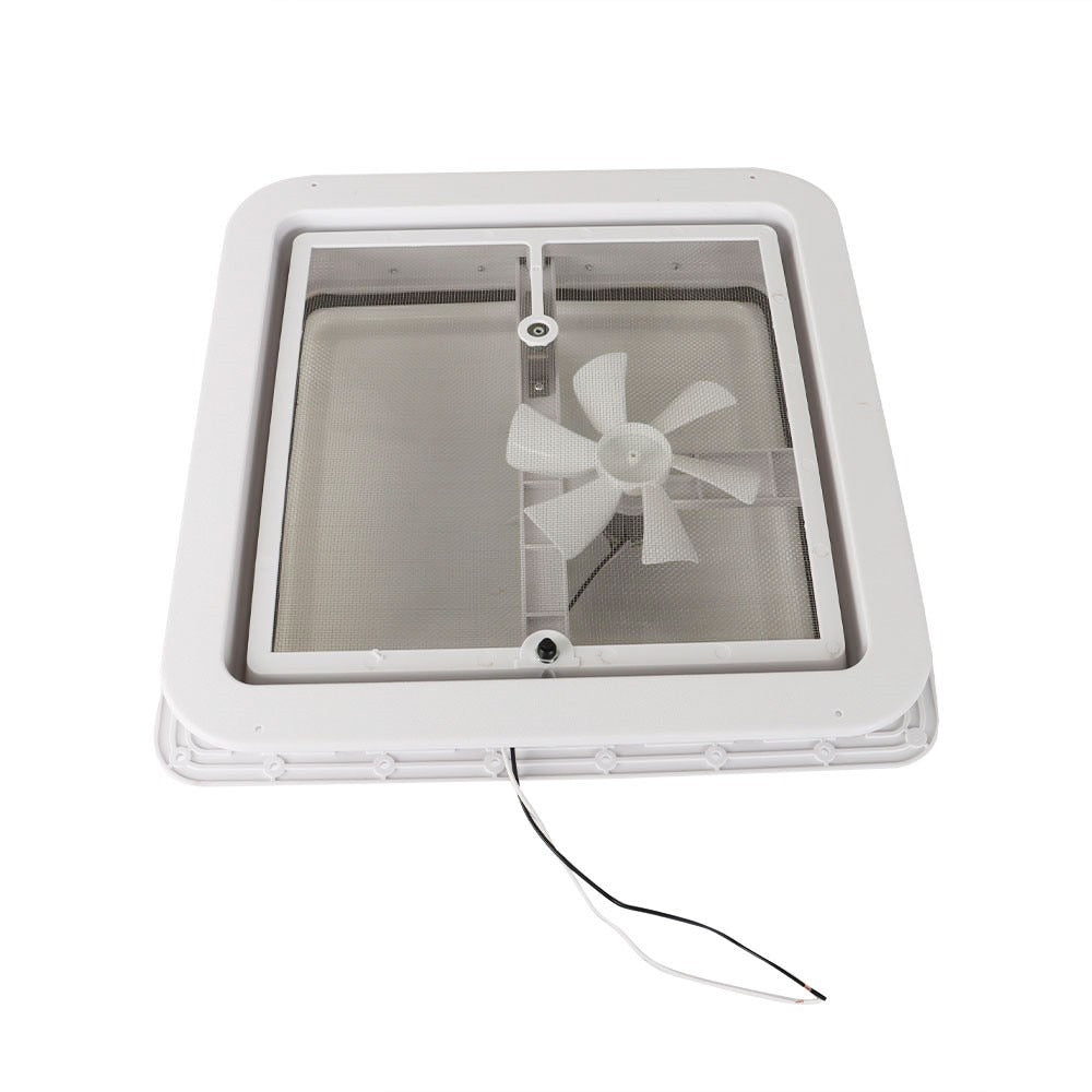14 in RV Roof Vent with Fan and White Lid for Campers and Trailers