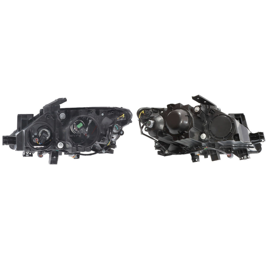 Halogen Headlight Assembly Pair for 2013-2015 Mazda CX-9, Black and Chrome