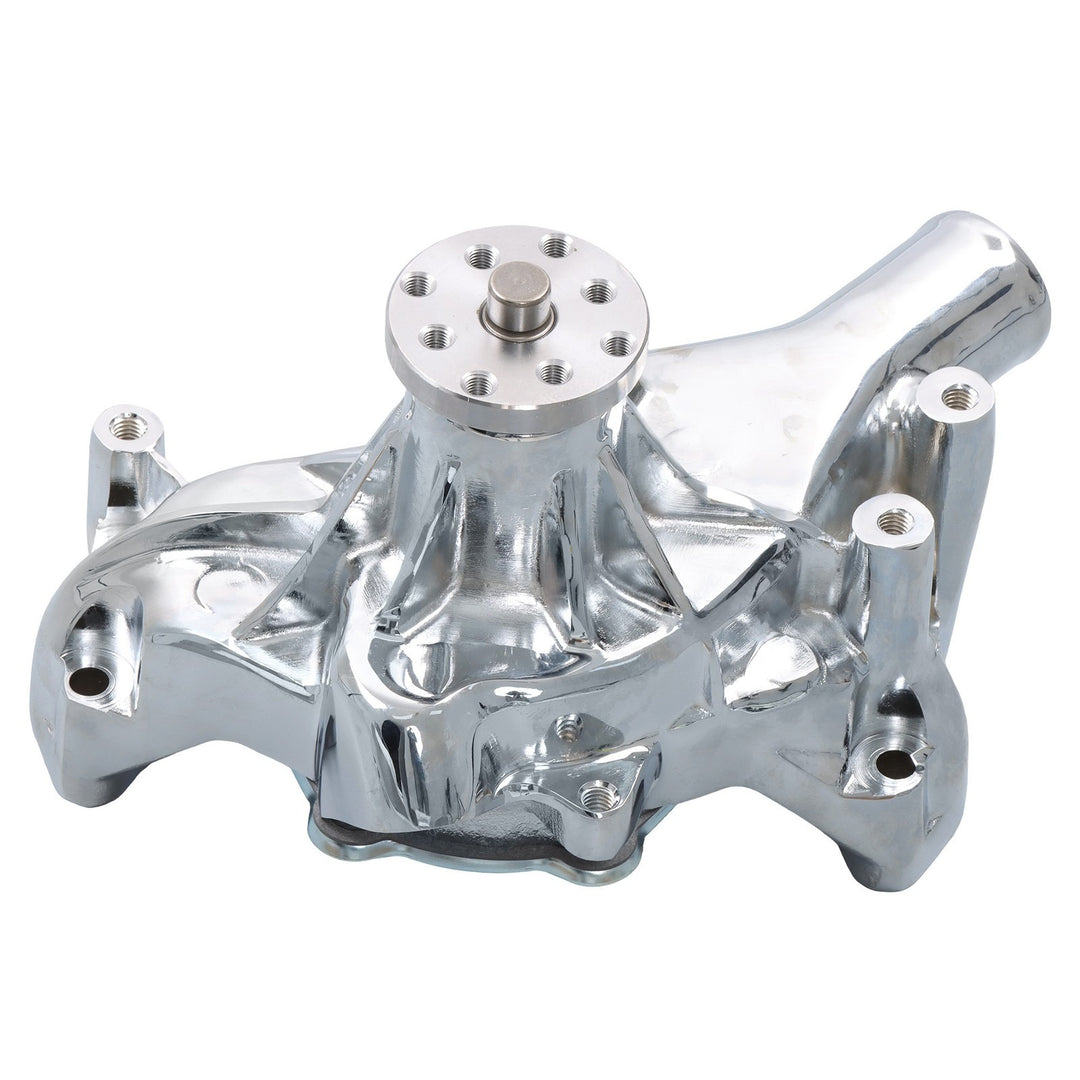 Chrome Pulley and Bracket Kit with Long Water Pump for Small Block Chevy