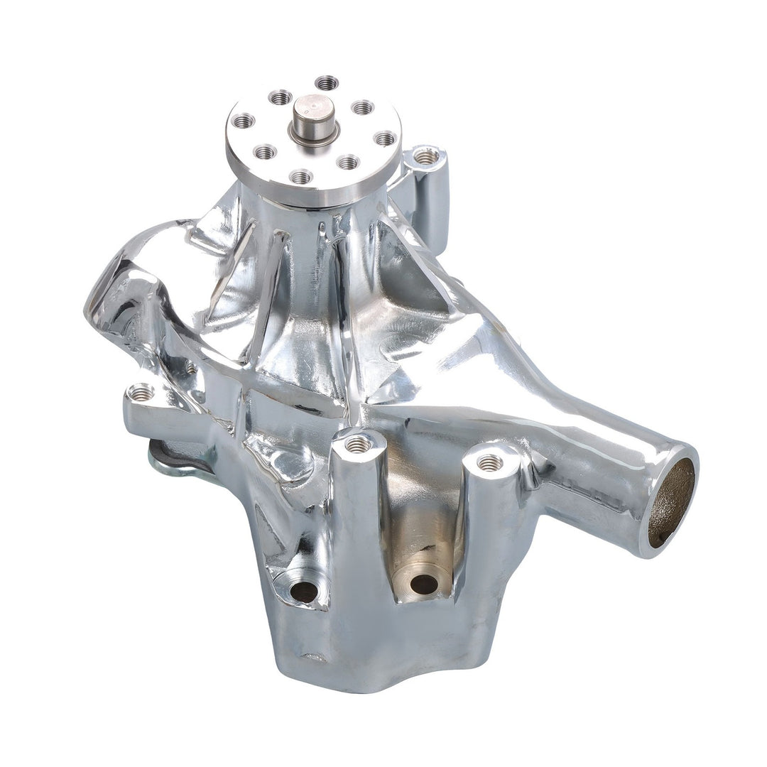 Chrome Pulley and Bracket Kit with Long Water Pump for Small Block Chevy
