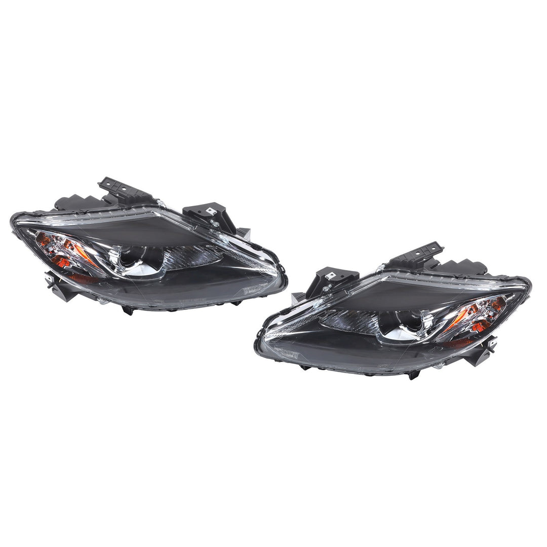 Halogen Headlight Assembly Pair for 2013-2015 Mazda CX-9, Black and Chrome