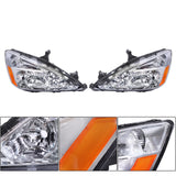 Headlight Assembly Pair for 2003-2007 Honda Accord, Chrome Housing, Amber Reflector