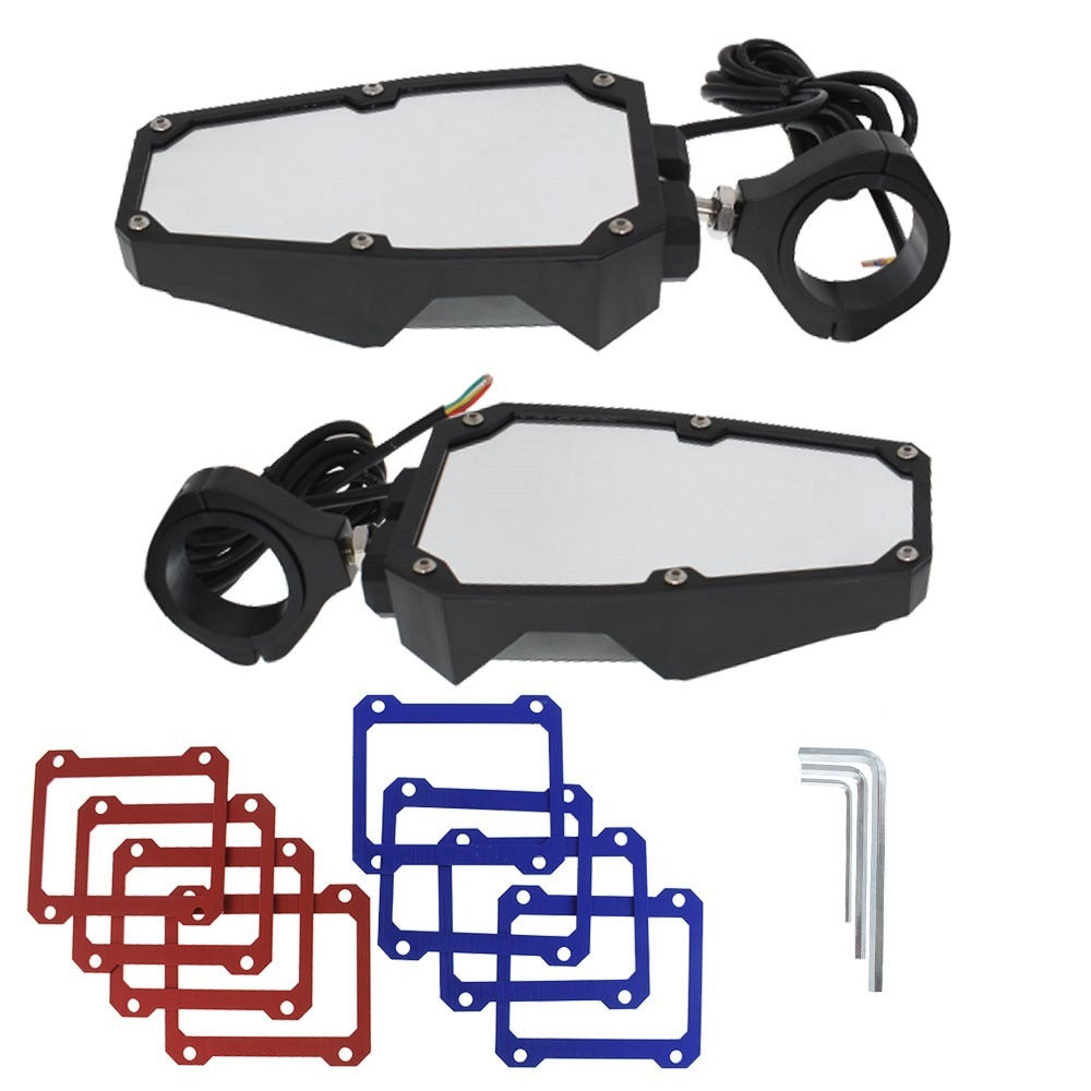 UTV Side Mirrors with LED Lights for 1.75-2 in Roll Cages, Pair
