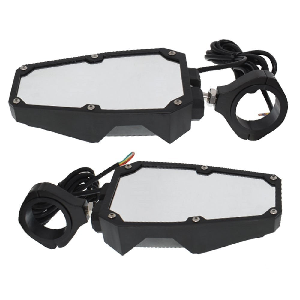 UTV Side Mirrors with LED Lights for 1.75-2 in Roll Cages, Pair